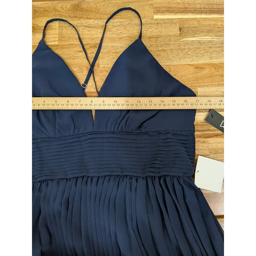 NWT Lulus Depths of My Love Navy Maxi Dress XL V Neck Cross back Formal Prom - Picture 9 of 14